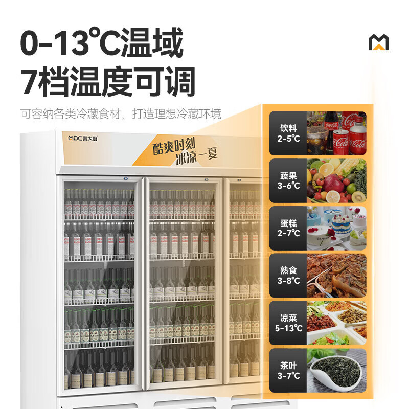 麥大廚220V雙門下機230w直冷飲料柜650L