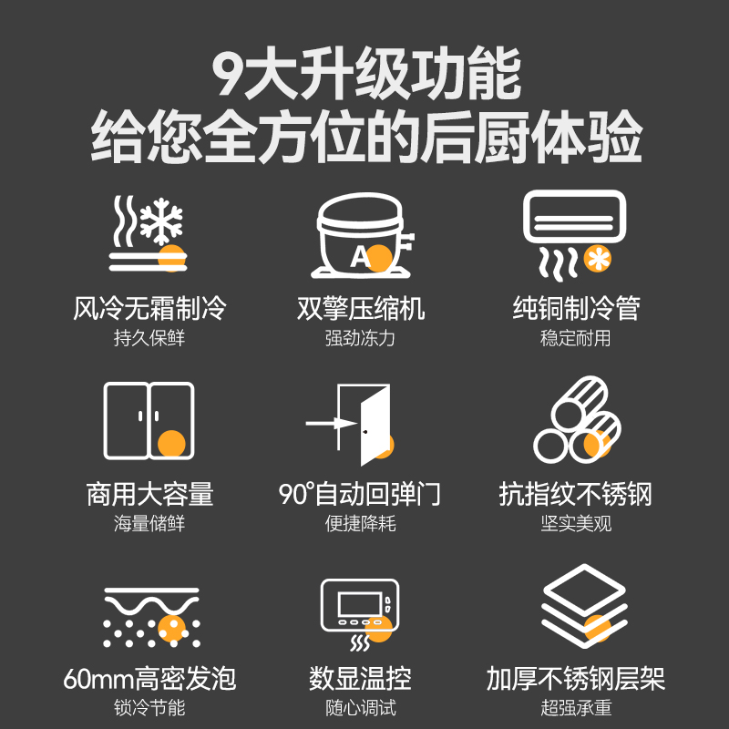 MDC商用四六門冰柜風冷無霜冷藏插盤款兩門冰柜